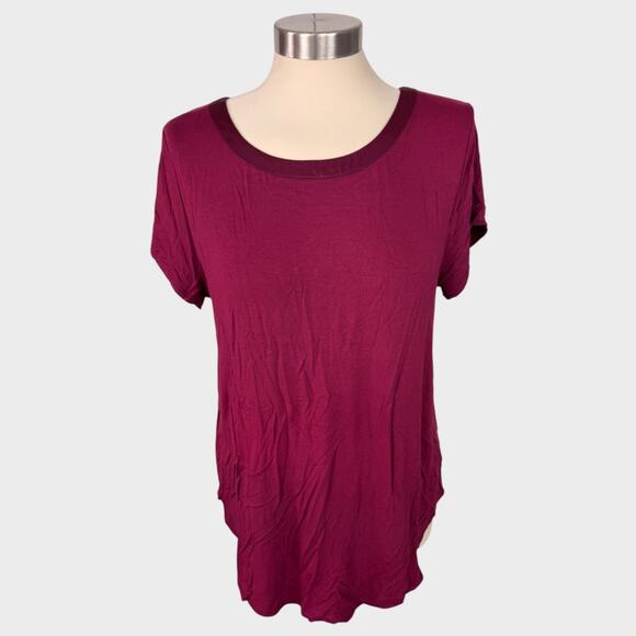 Alfani Large NEW NWT Malbec Purple Red Short Sleeve Top TShirt - Picture 1 of 9